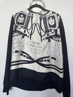 Hermes Black and White 'Brides de Gala' Long Sleeve Tee